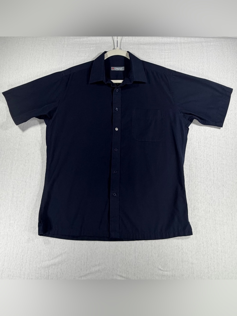 Men's Short-Sleeve Navy Button-Down Shirt
